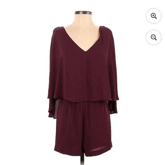 BCBGMAXAZRIA "Carie" Burgundy Short Romper - Picture 3 of 10